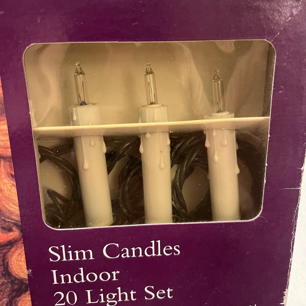 White Slim Candlestick Indoor 20 Light Set